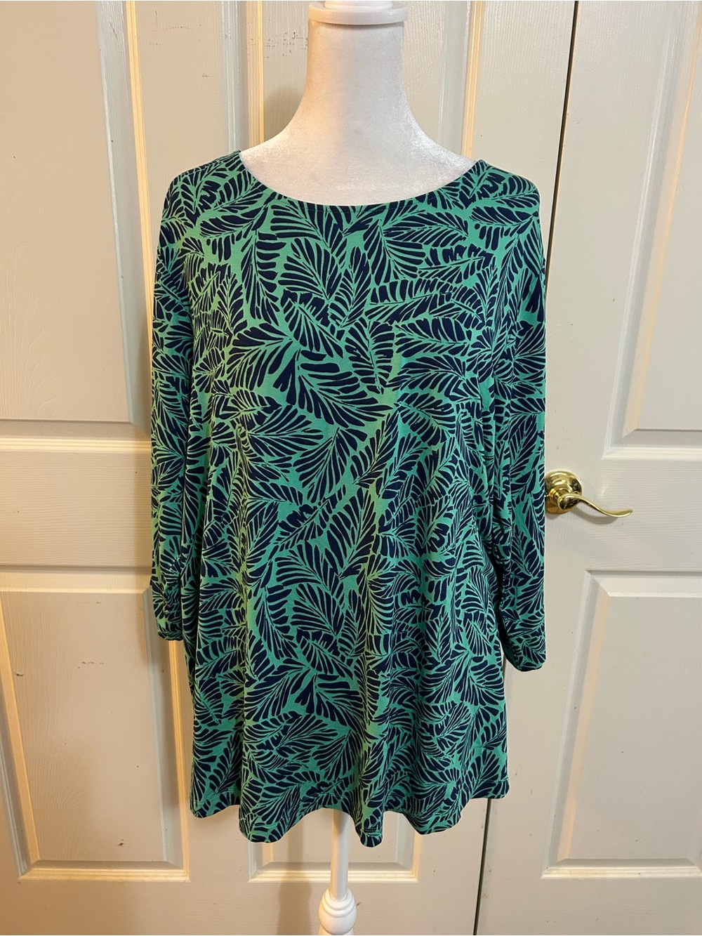 J. Jill blue & green leaf tunic, XL